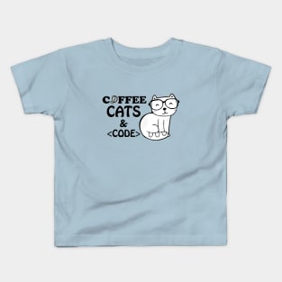 Coffee cats and code Kids T-Shirt